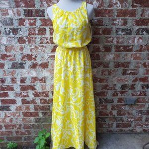 Ann Taylor floral yellow maxi dress size 4